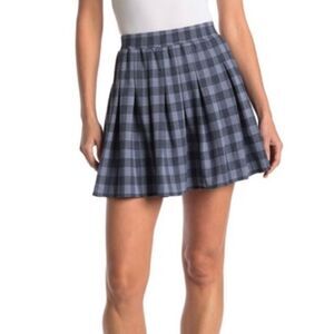 Elodie Plaid Pleated Preppy School Girl Mini Skirt Blue Size Small